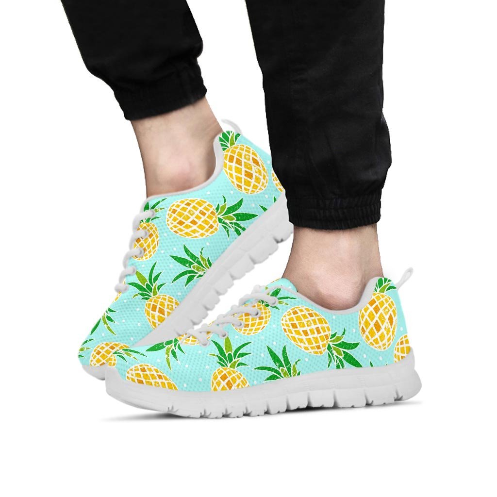 Blue Pineapple Print Men's Sneakers-grizzshop