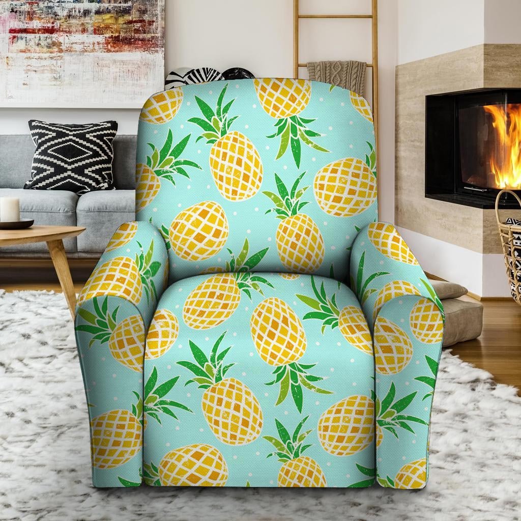 Blue Pineapple Print Recliner Cover-grizzshop