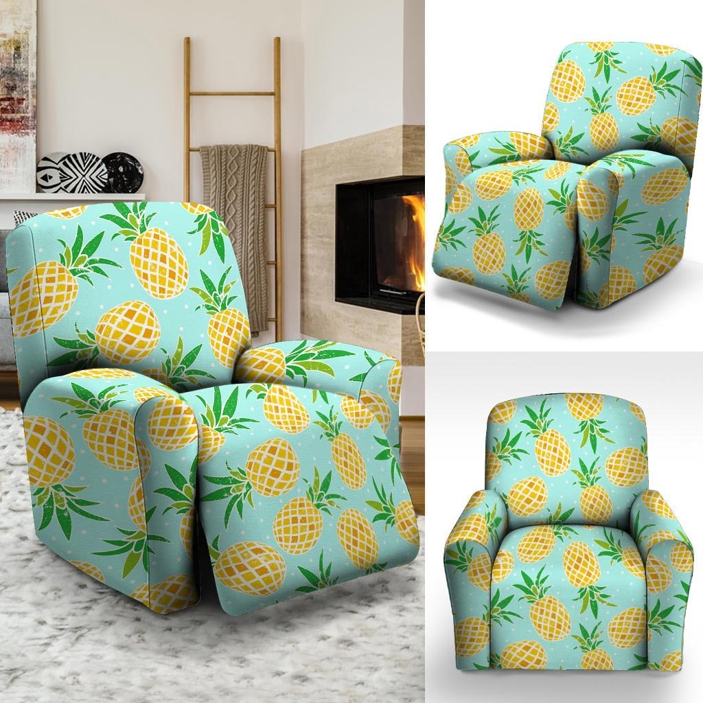 Blue Pineapple Print Recliner Cover-grizzshop