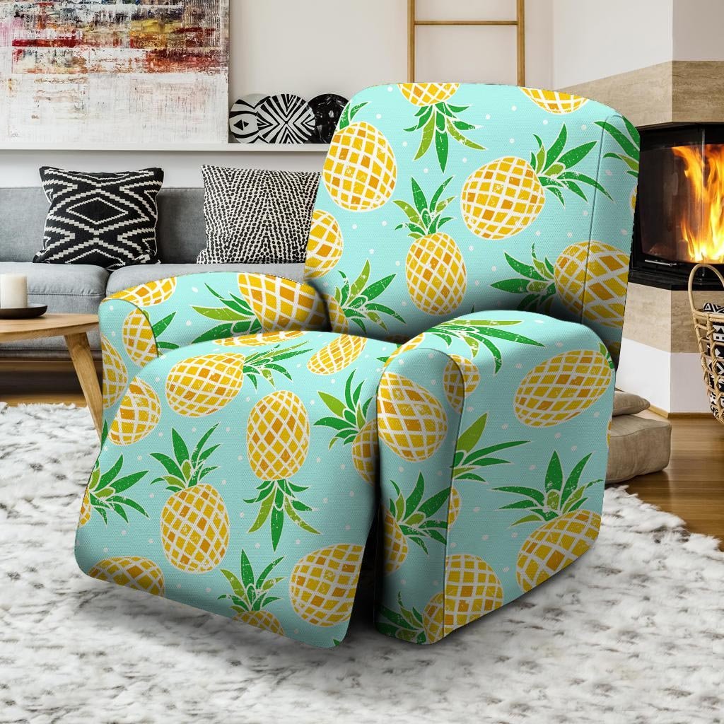 Blue Pineapple Print Recliner Cover-grizzshop