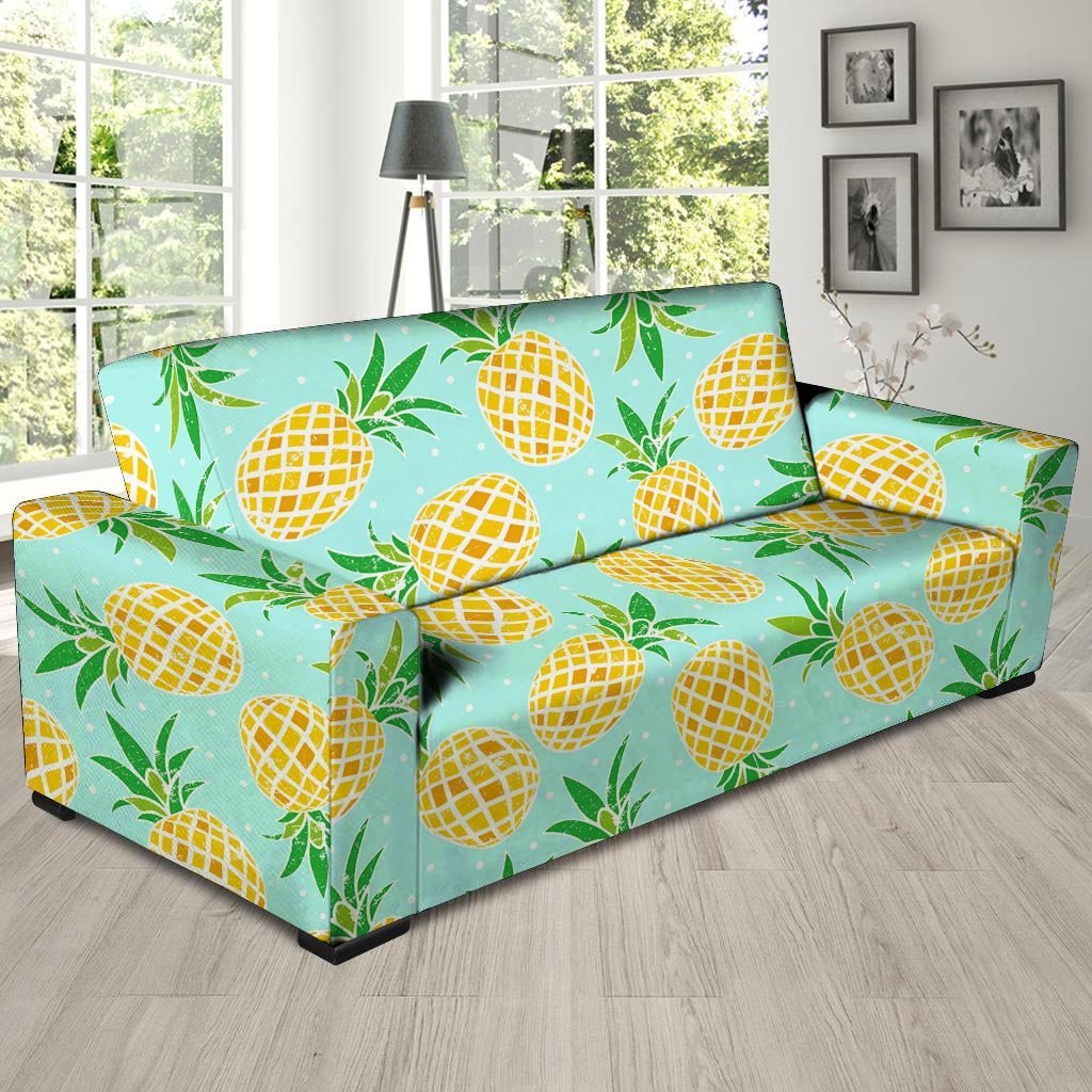 Blue Pineapple Print Sofa Cover-grizzshop