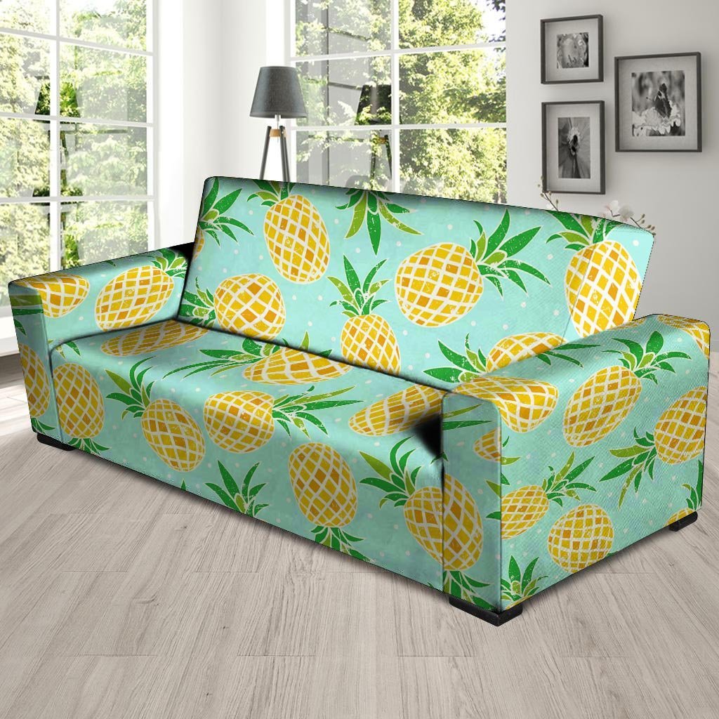 Blue Pineapple Print Sofa Cover-grizzshop