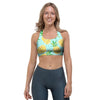 Blue Pineapple Print Sports Bra-grizzshop