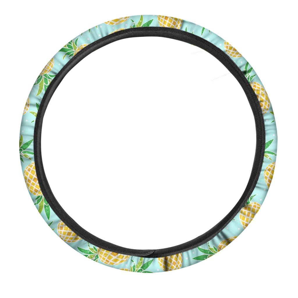 Blue Pineapple Print Steering Wheel Cover-grizzshop