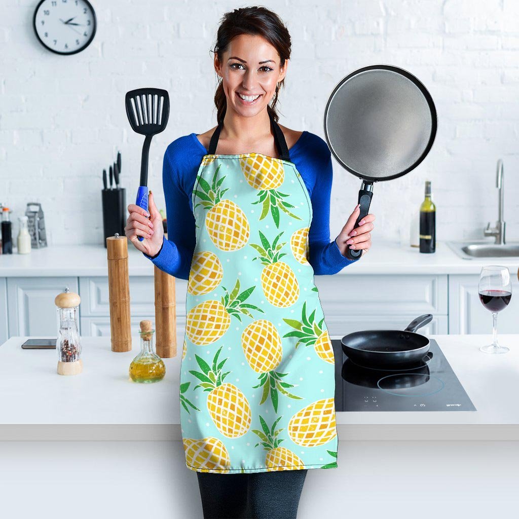 Blue Pineapple Print Women's Apron-grizzshop