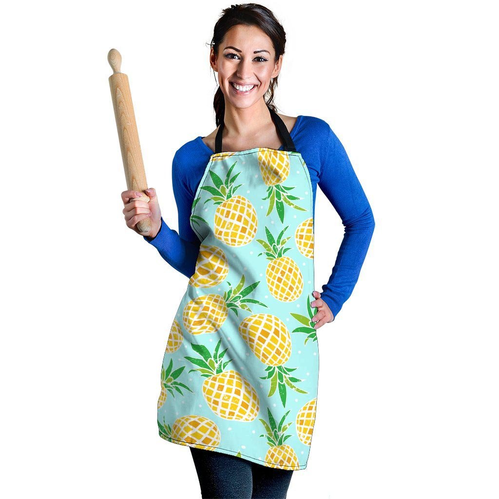 Blue Pineapple Print Women's Apron-grizzshop