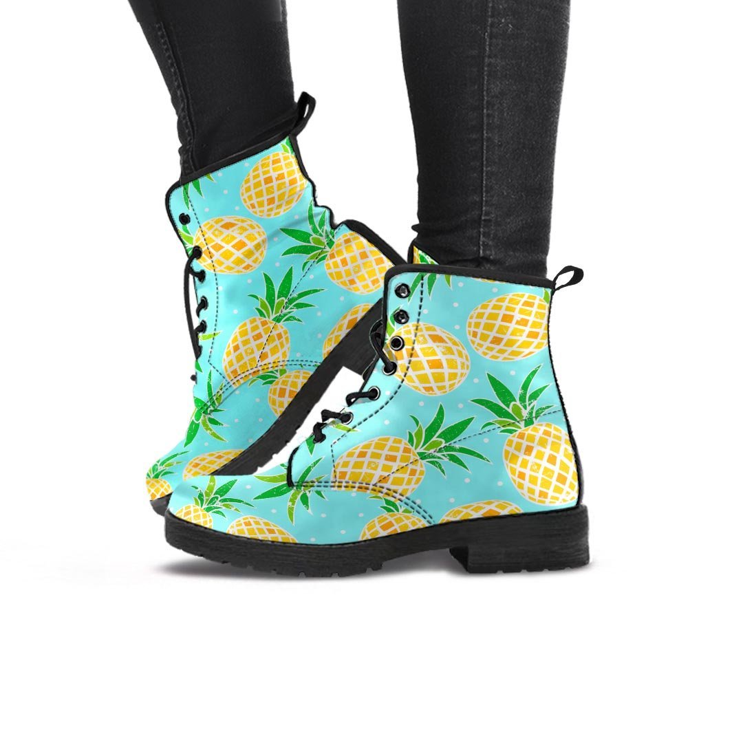 Blue Pineapple Print Women's Boots-grizzshop