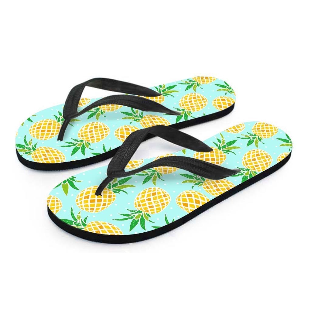 Blue Pineapple Print Women's Flip Flops-grizzshop
