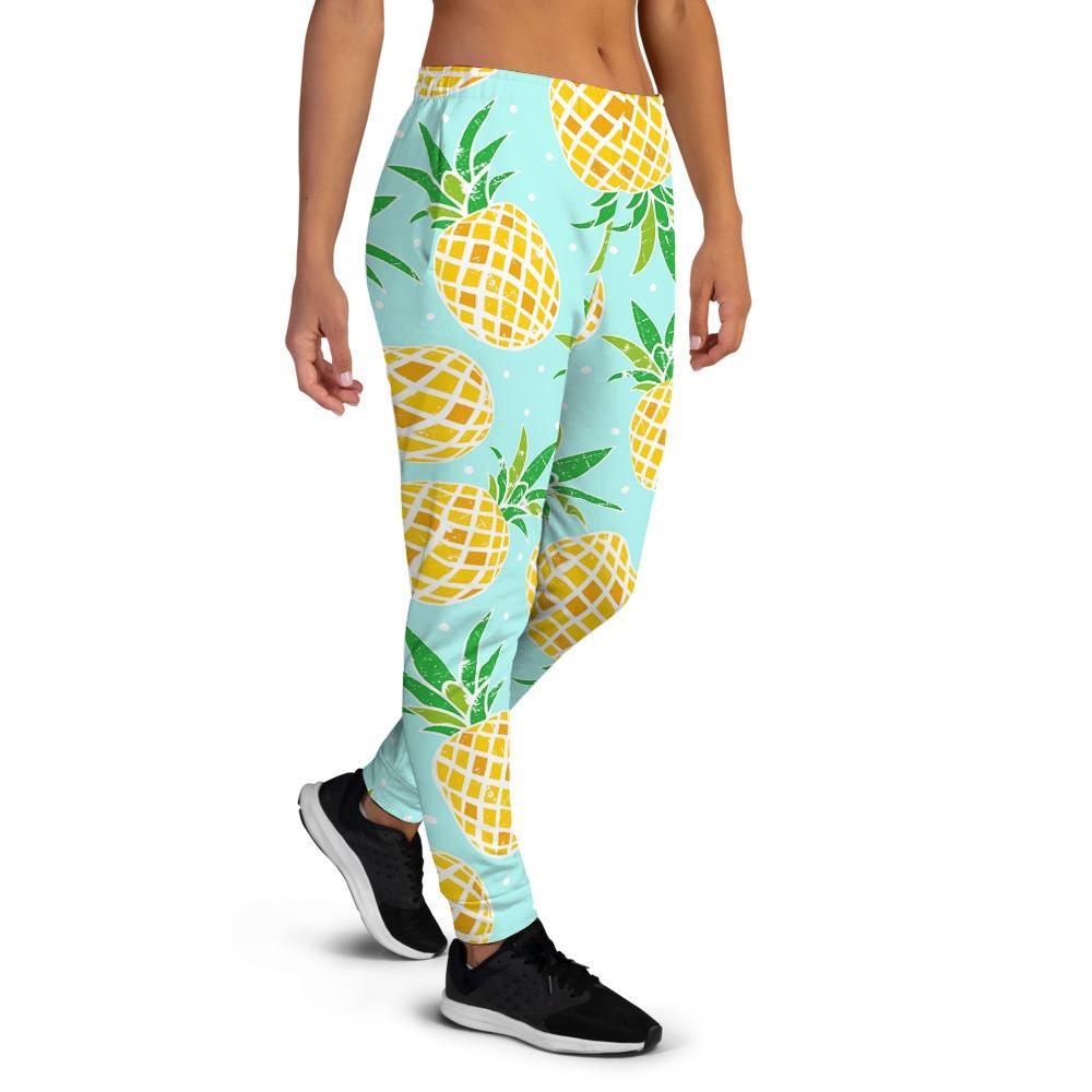 Blue Pineapple Print Women's Joggers-grizzshop