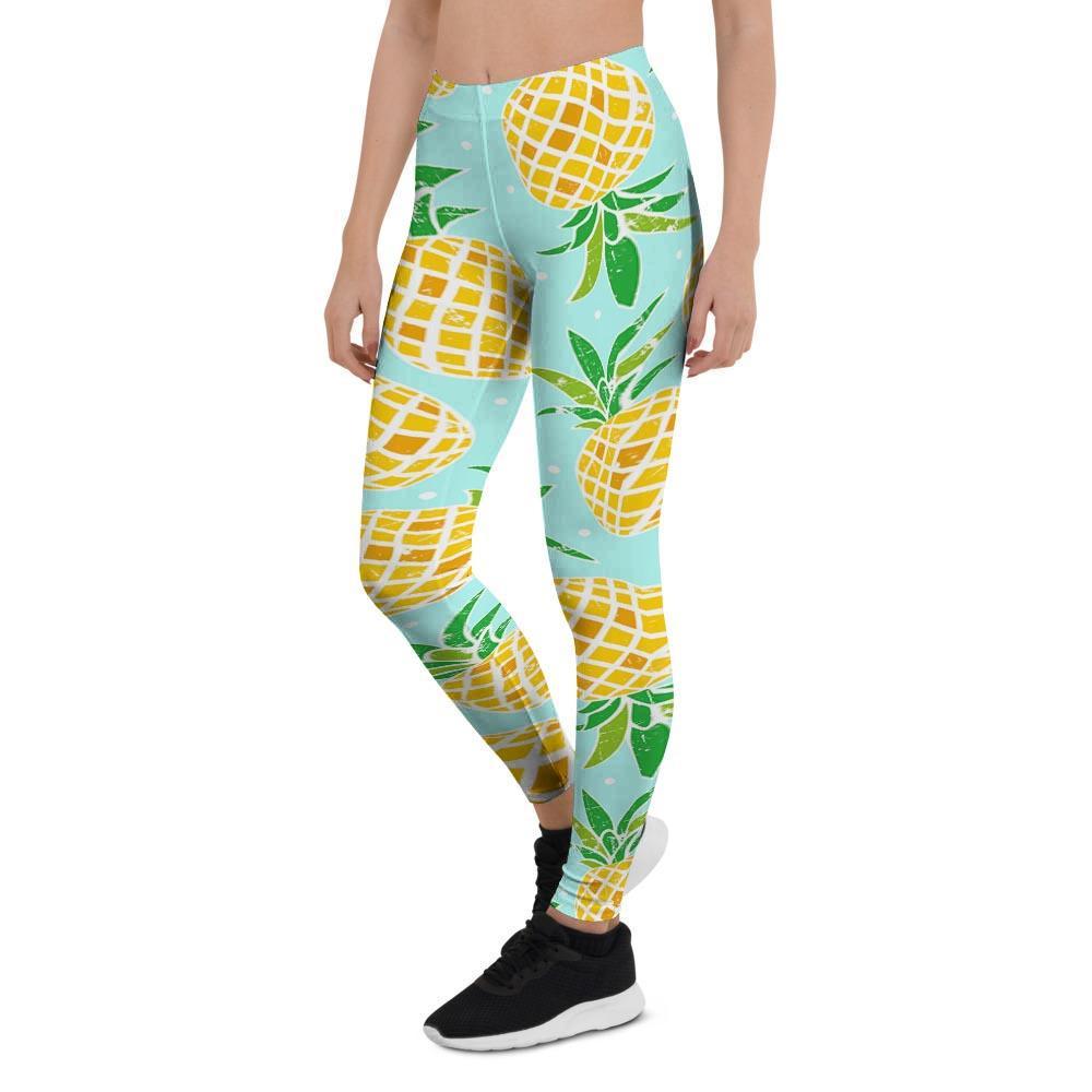 Blue Pineapple Print Women's Leggings-grizzshop