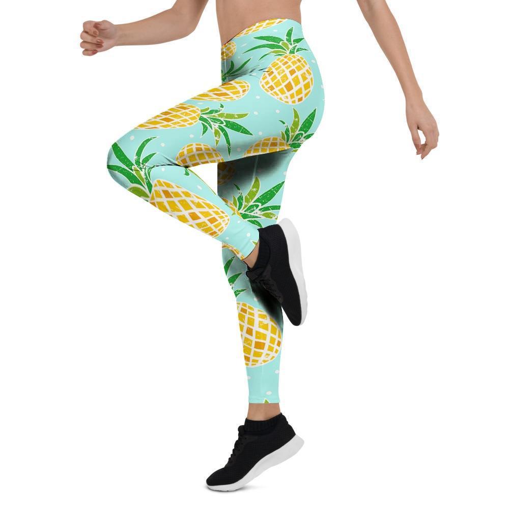 Blue Pineapple Print Women's Leggings-grizzshop