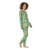 Blue Pineapple Print Women's Pajamas-grizzshop