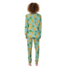 Blue Pineapple Print Women's Pajamas-grizzshop