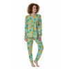 Blue Pineapple Print Women's Pajamas-grizzshop