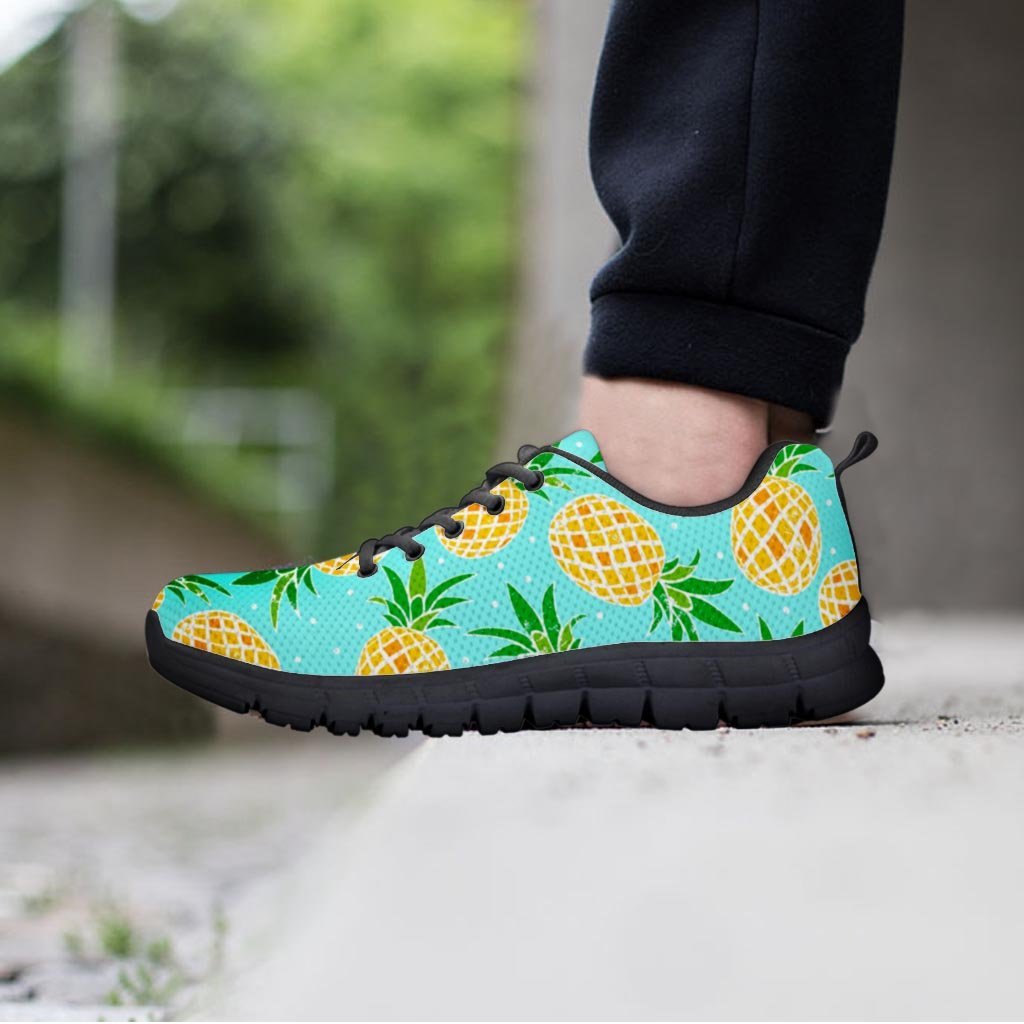 Blue Pineapple Print Women's Sneakers-grizzshop