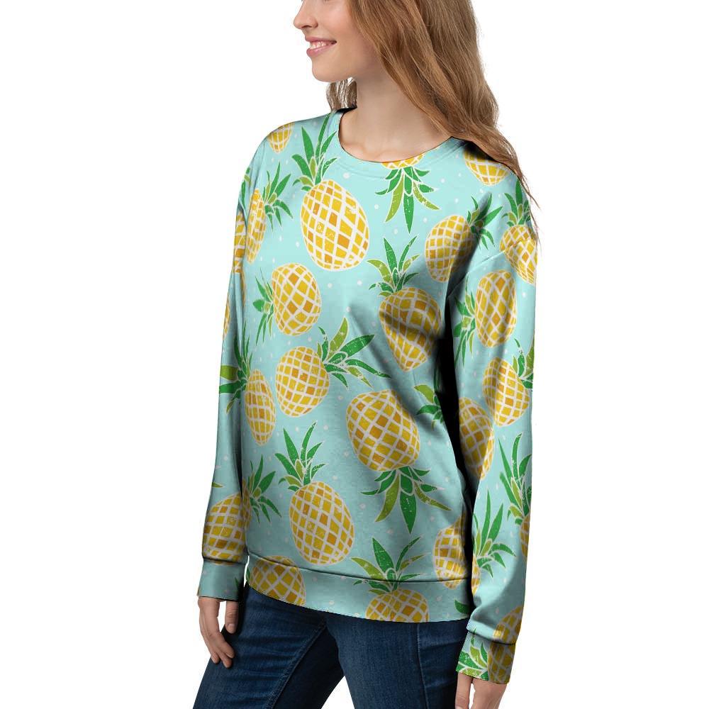 Blue Pineapple Print Women's Sweatshirt-grizzshop