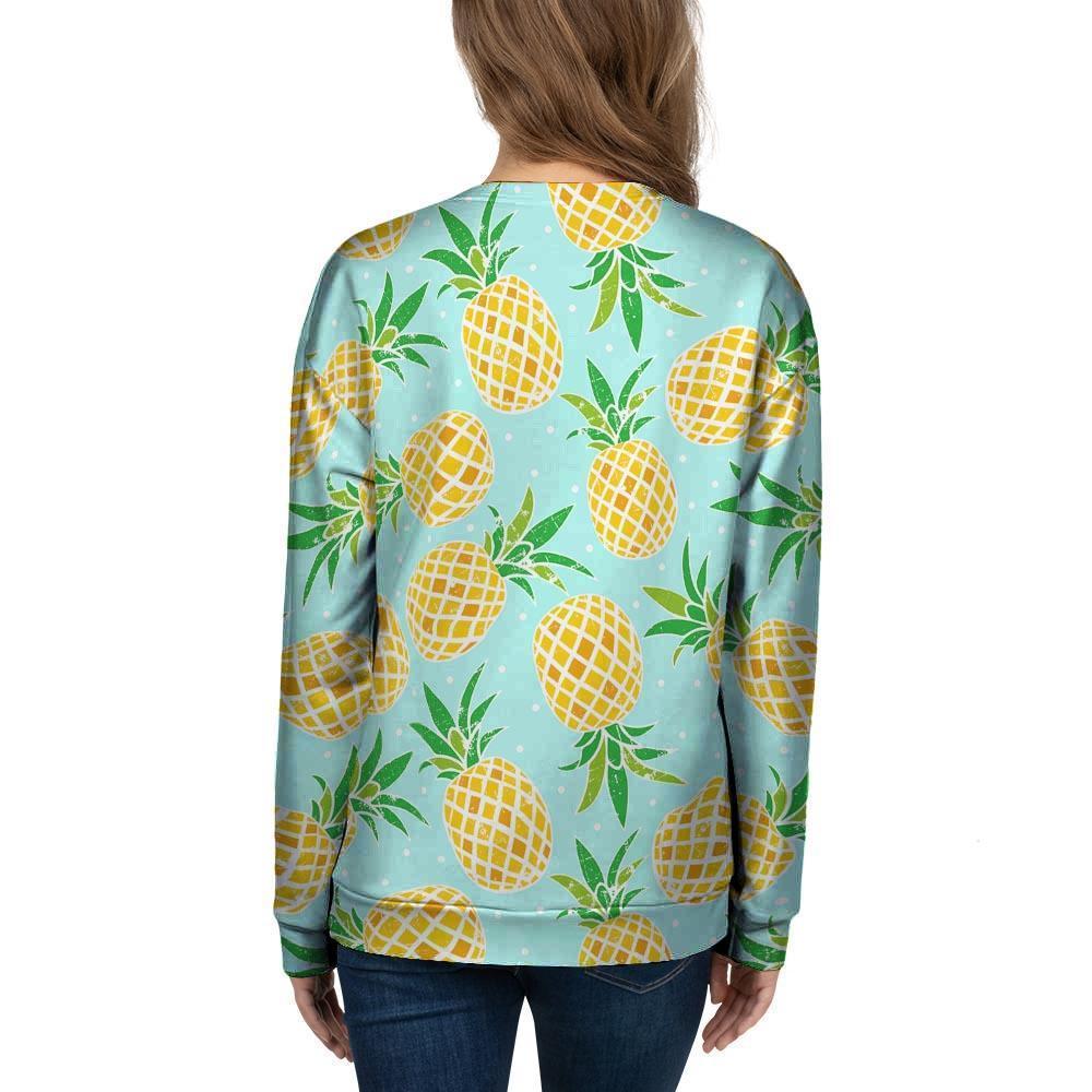 Blue Pineapple Print Women's Sweatshirt-grizzshop