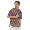 Blue Pink And Green Paisley Print Men's Short Sleeve Shirts-grizzshop