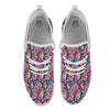 Blue Pink And Green Paisley Print White Athletic Shoes-grizzshop