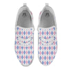 Blue Pink And White Argyle Print Pattern White Athletic Shoes-grizzshop