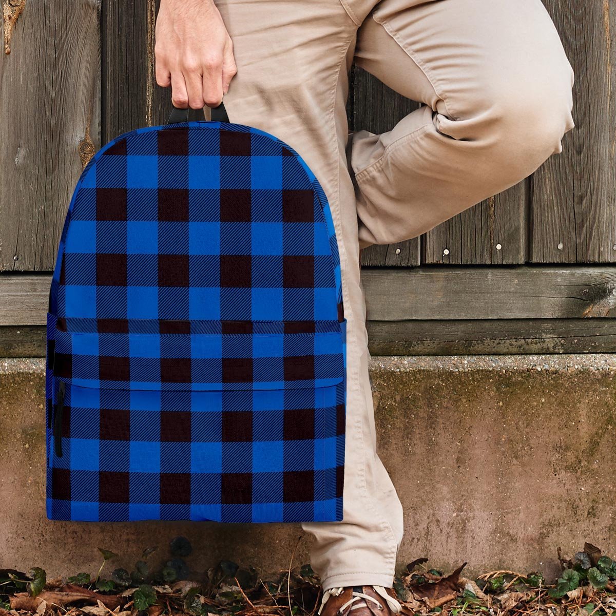 Blue Plaid Backpack-grizzshop