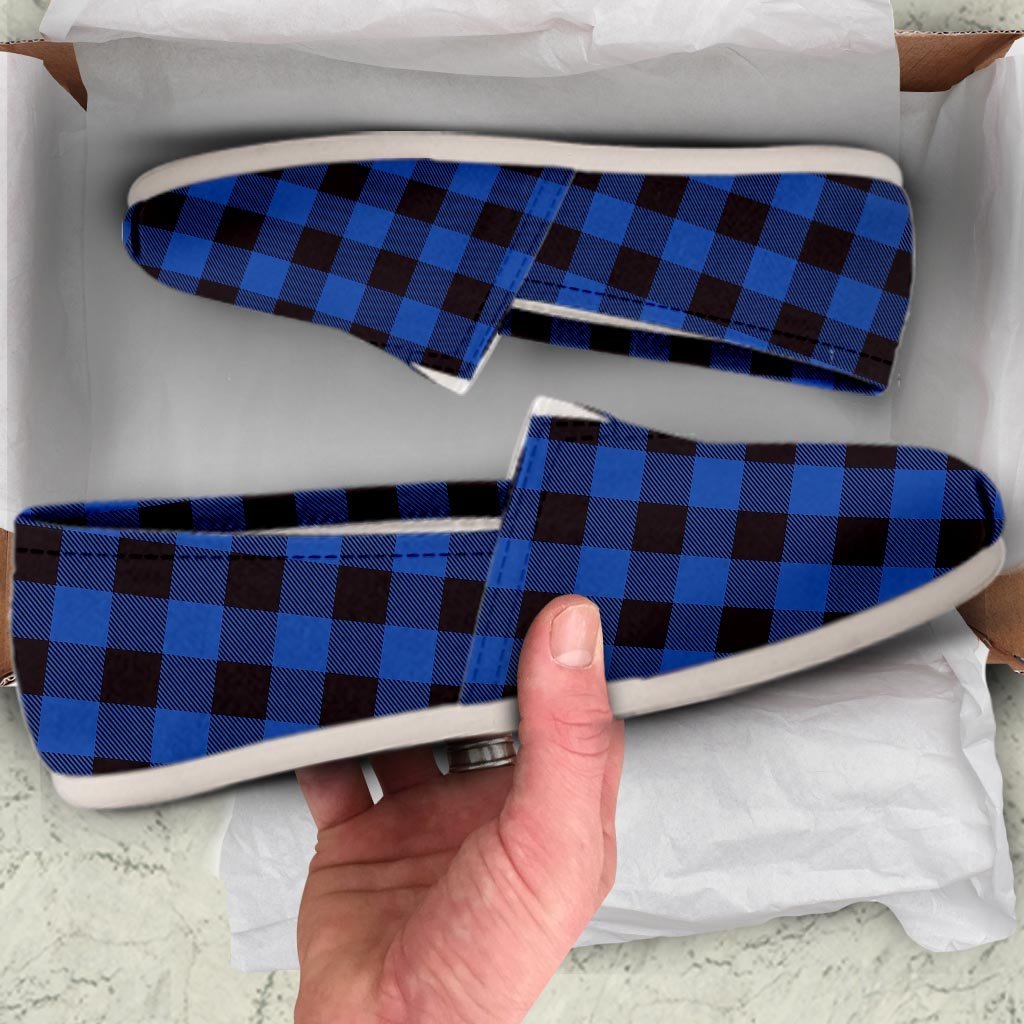 Blue Plaid Canvas Shoes-grizzshop