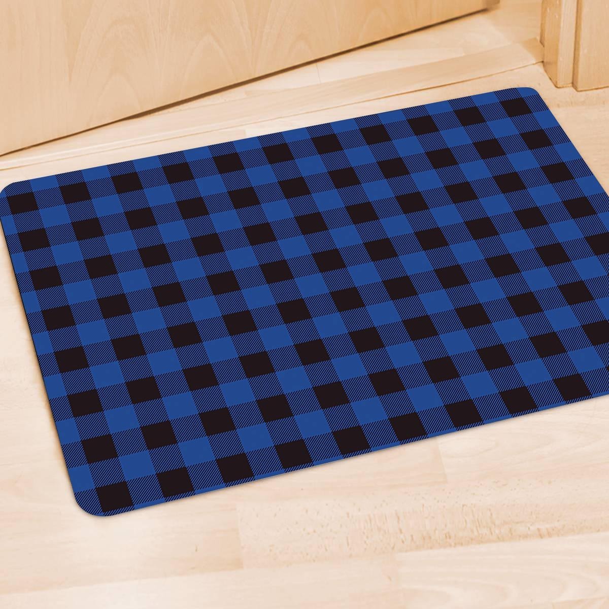 Blue Plaid Door Mat-grizzshop