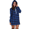 Blue Plaid Hoodie Dress-grizzshop