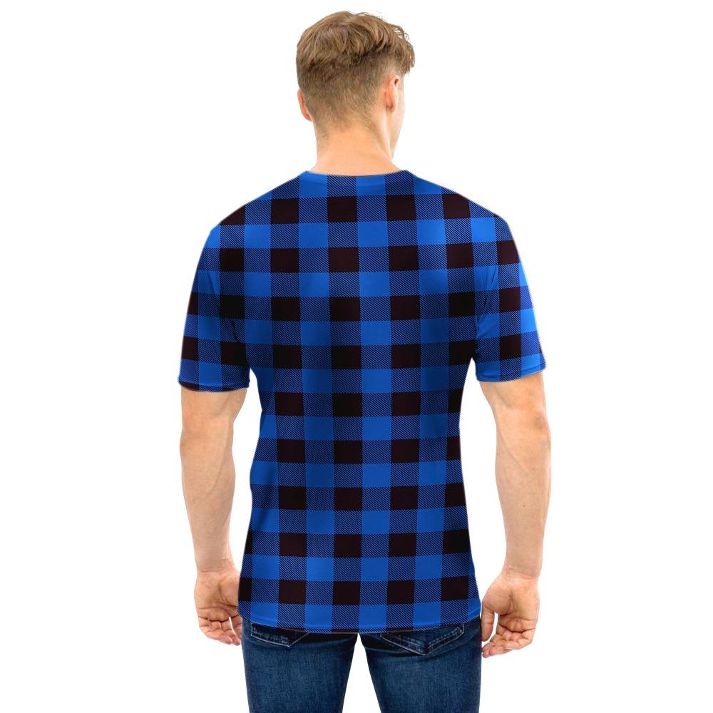 Blue Plaid Men T Shirt-grizzshop