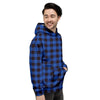 Blue Plaid Men's Hoodie-grizzshop