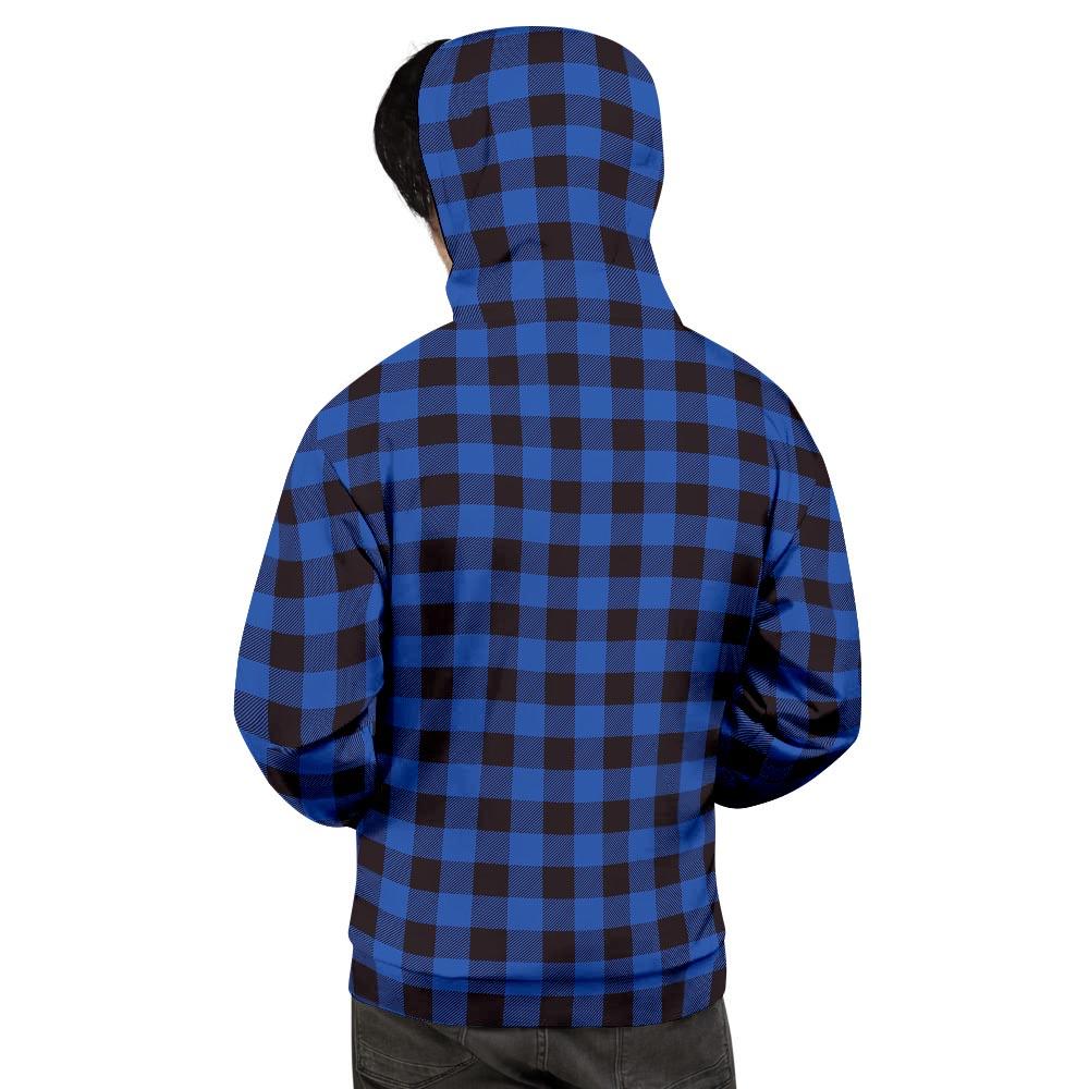 Blue Plaid Men's Hoodie-grizzshop