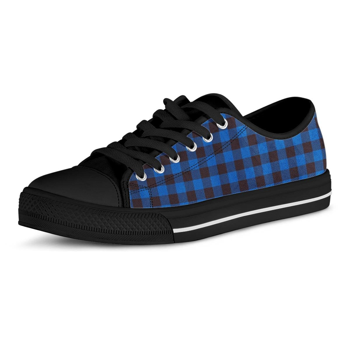 Blue Plaid Men's Low Top Shoes-grizzshop