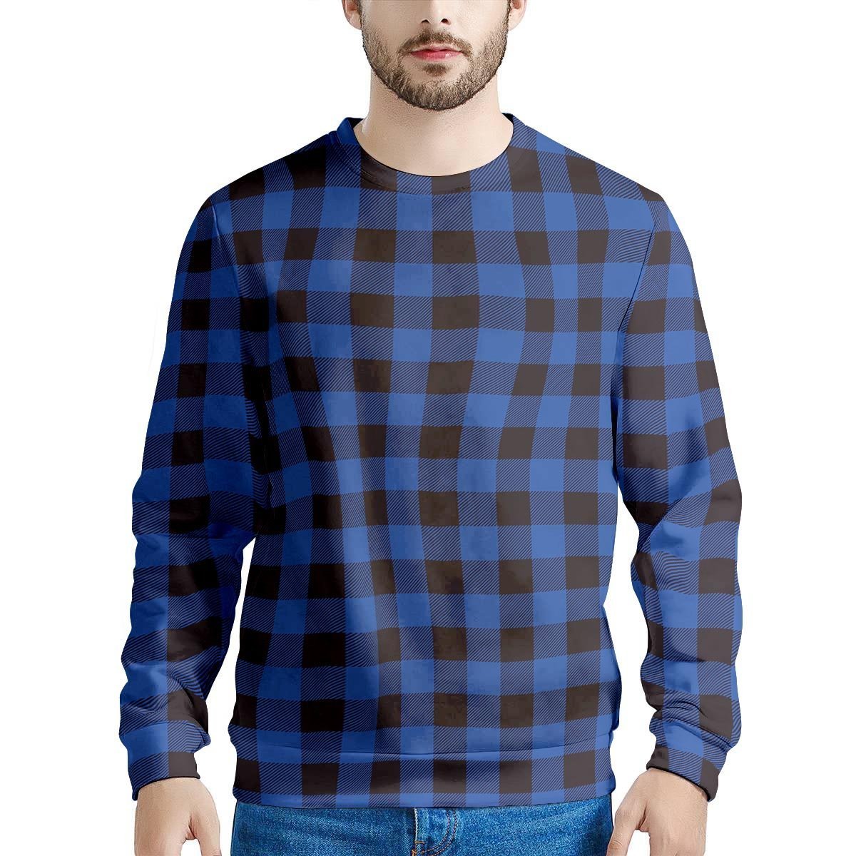 Blue Plaid Men's Sweatshirt-grizzshop