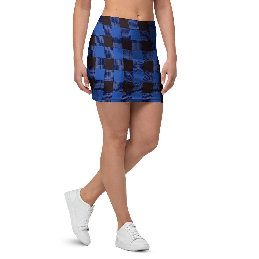 Blue Plaid Mini Skirt-grizzshop