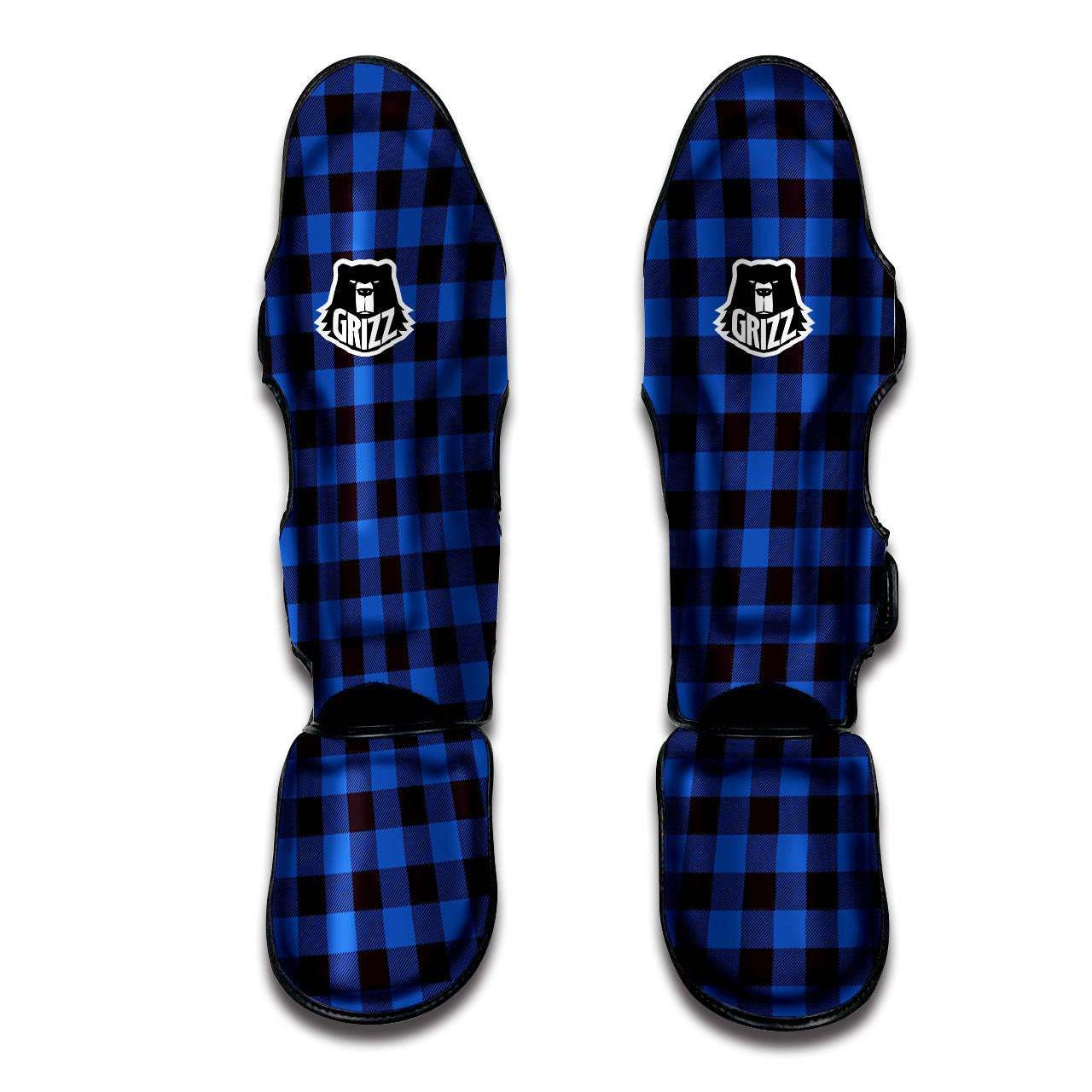 Blue Plaid Muay Thai Shin Guard-grizzshop