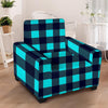 Blue Plaid Print Armchair Cover-grizzshop