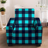 Blue Plaid Print Armchair Cover-grizzshop