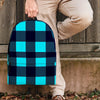 Blue Plaid Print Backpack-grizzshop