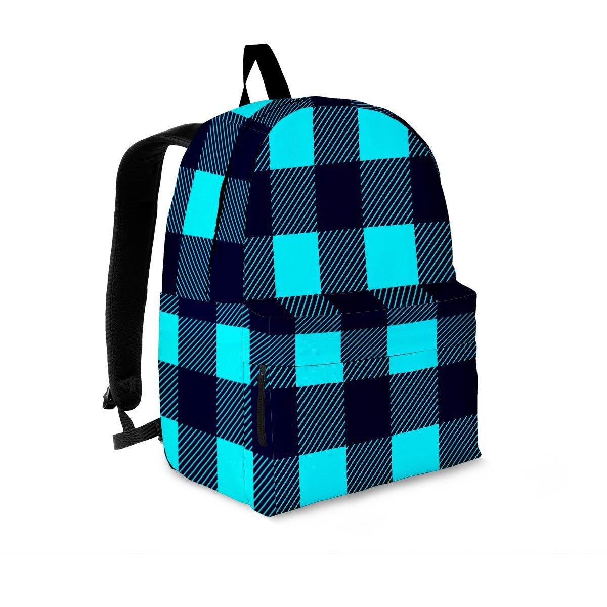 Blue Plaid Print Backpack-grizzshop