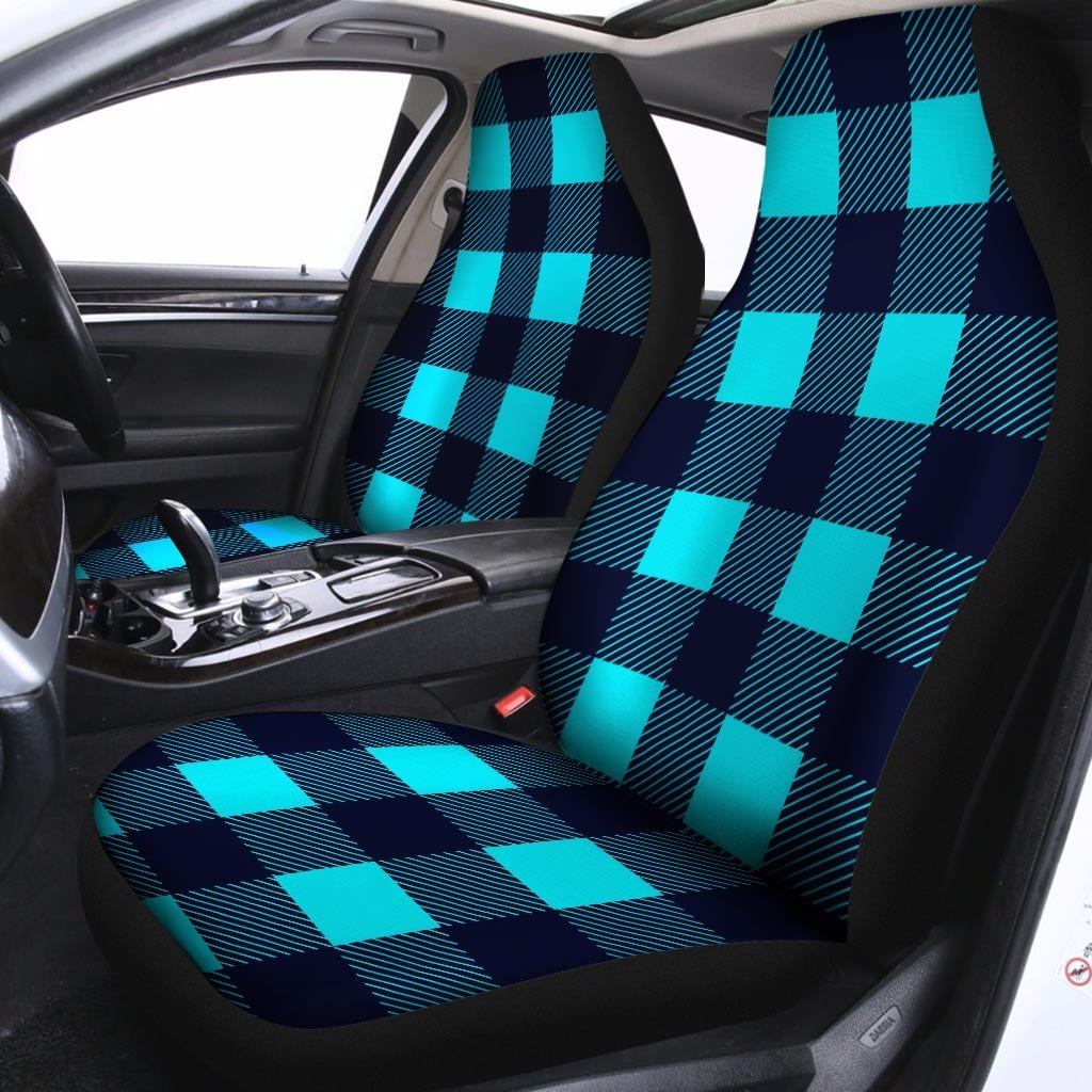 Blue Plaid Print Car Seat Covers-grizzshop