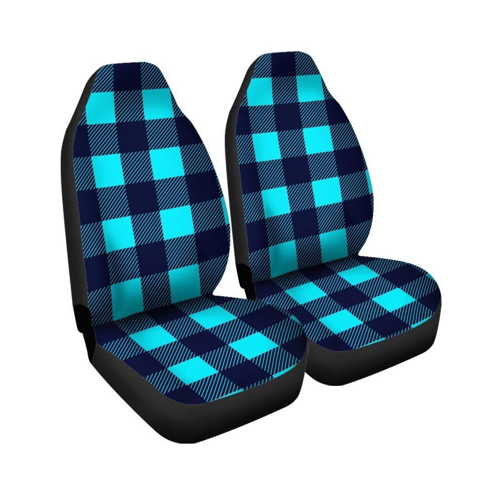 Blue Plaid Print Car Seat Covers-grizzshop