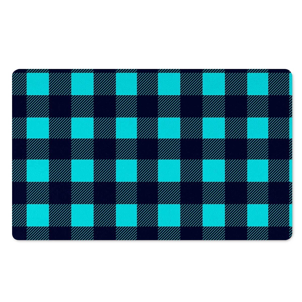 Blue Plaid Print Door Mat-grizzshop