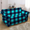 Blue Plaid Print Loveseat Cover-grizzshop