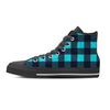 Blue Plaid Print Men's High Top Shoes-grizzshop