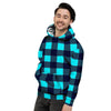 Blue Plaid Print Men's Hoodie-grizzshop