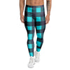 Blue Plaid Print Men's Leggings-grizzshop