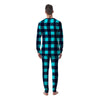 Blue Plaid Print Men's Pajamas-grizzshop