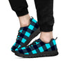 Blue Plaid Print Men's Sneakers-grizzshop