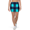 Blue Plaid Print Mini Skirt-grizzshop