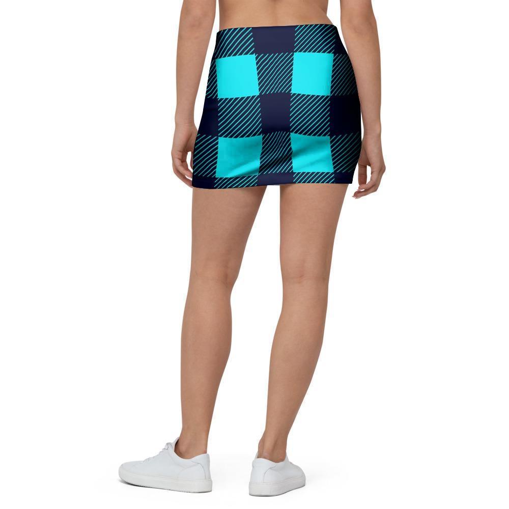 Blue Plaid Print Mini Skirt-grizzshop